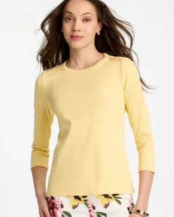 Ribbed Button Crewneck Tee