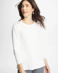 Ribbed Button Crewneck Tee