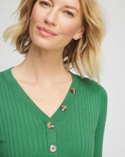 Ribbed Button Henley Sweater