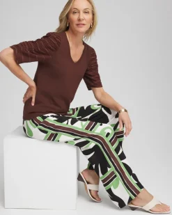 Ruched Sleeve V-Neck Tee