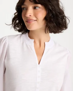 Ruffled V-Neck 3/4 Sleeve Top