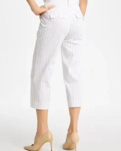 Sandstone Striped Emme Sateen Straight Capri Pants