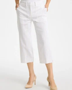 Sandstone Striped Emme Sateen Straight Capri Pants