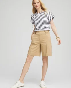 Sateen Tab-Front A-line Shorts