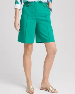 Sateen Tab-Front A-line Shorts