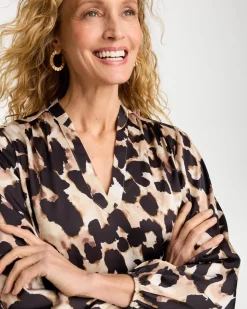 Satin Animal Print Blouse