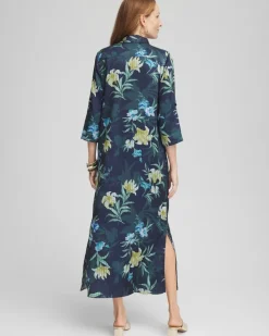Satin Floral Maxi Shirtdress