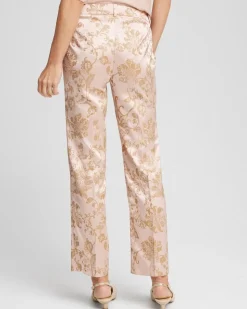 Satin Jacquard Straight Ankle Pants