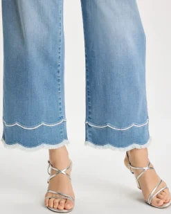 Scallop Pull-On Wide-Leg Crop Jeans