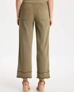 Scallop Pull-On Wide-Leg Crop Jeans