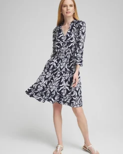 Scrolls Ruffle Bell Sleeve Dress