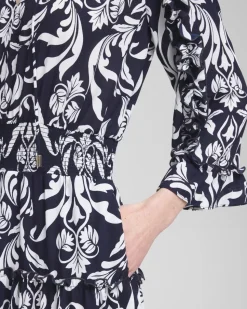 Scrolls Ruffle Bell Sleeve Dress