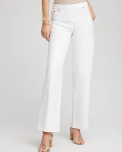 Seeded Pull-On Wide-Leg Jeans