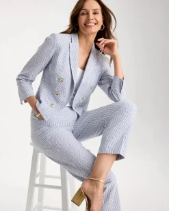 Seersucker Striped Cropped Blazer
