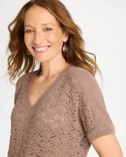 Sequin Pointelle Pullover