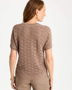 Sequin Pointelle Pullover