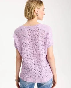 Sequin Pointelle Pullover