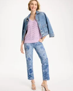 Sequin Pointelle Pullover