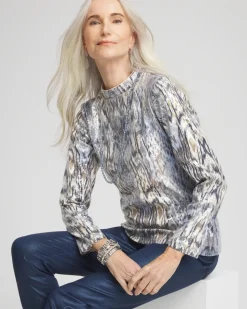 Sequin Reptile Funnel Neck tee