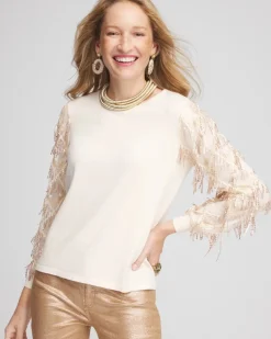 Sequin Ruffle Pullover Sweater