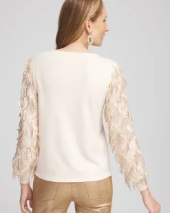 Sequin Ruffle Pullover Sweater