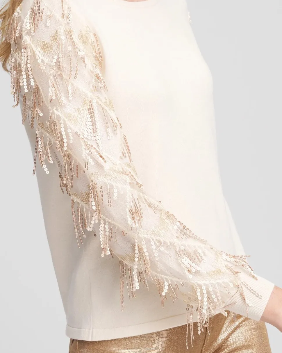 Sequin Ruffle Pullover Sweater