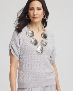 Sequin V-Neck Pullover Sweater