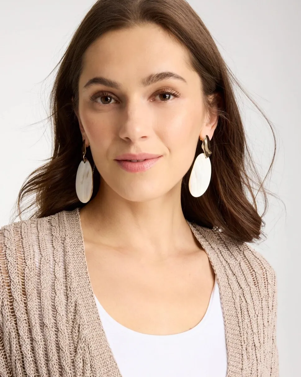 Shell Oval Drop Earrings