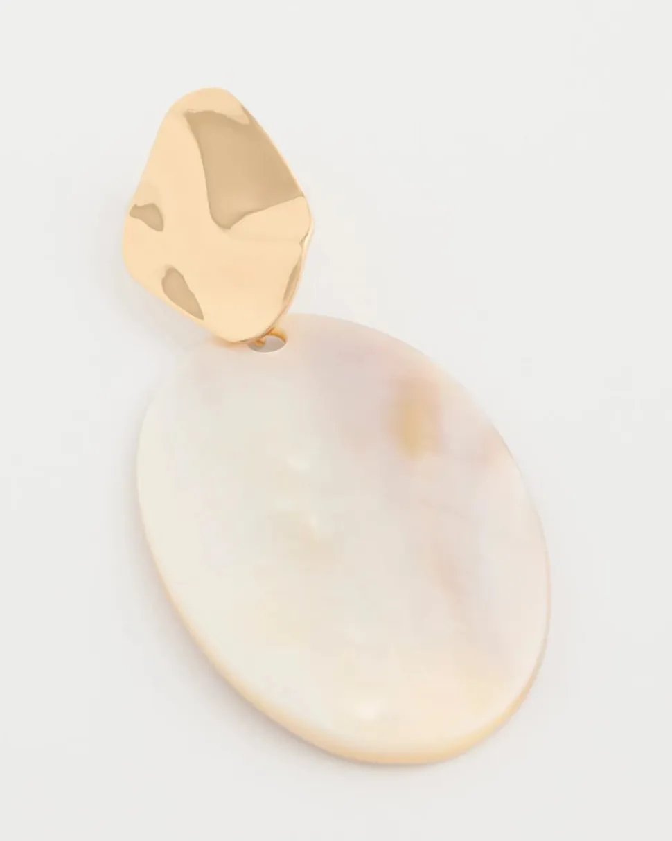 Shell Oval Drop Earrings