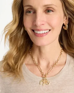 Shiny Goldtone Novelty Charm Necklace