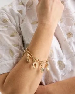 Shiny Goldtone Novelty Charm Bracelet