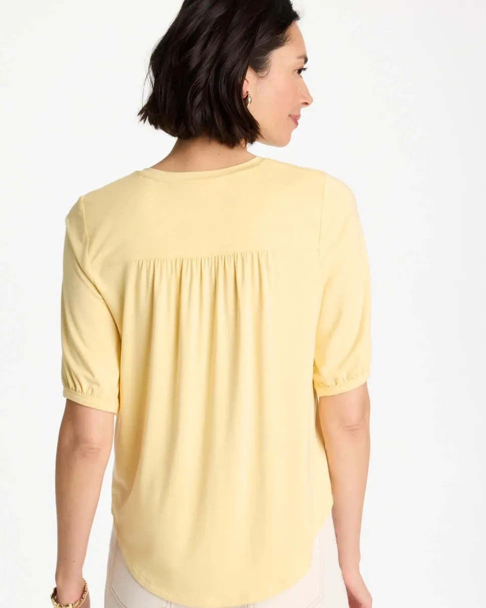 Shirred Elbow Sleeve Tee