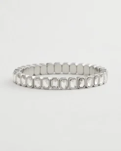 Silver Bezel Set Stretch Tennis Bracelet