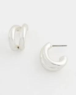 Silver Double Mini Hoop Earrings