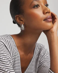 Silver Lattice Puff Hoop Earrings