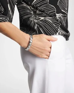Silver Textured Circle Stretch Bracelet