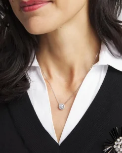 Silver Tone Drop Stone Necklace