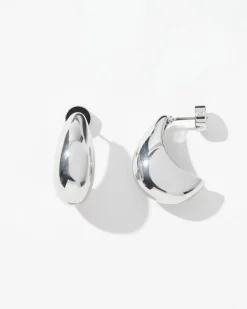 Silver Tone Huggie Hoops