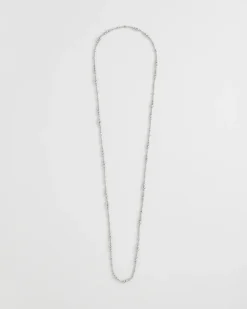 Silvertone Long Beaded Necklace