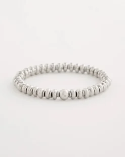 Silvertone Rounded Stretch Bracelet