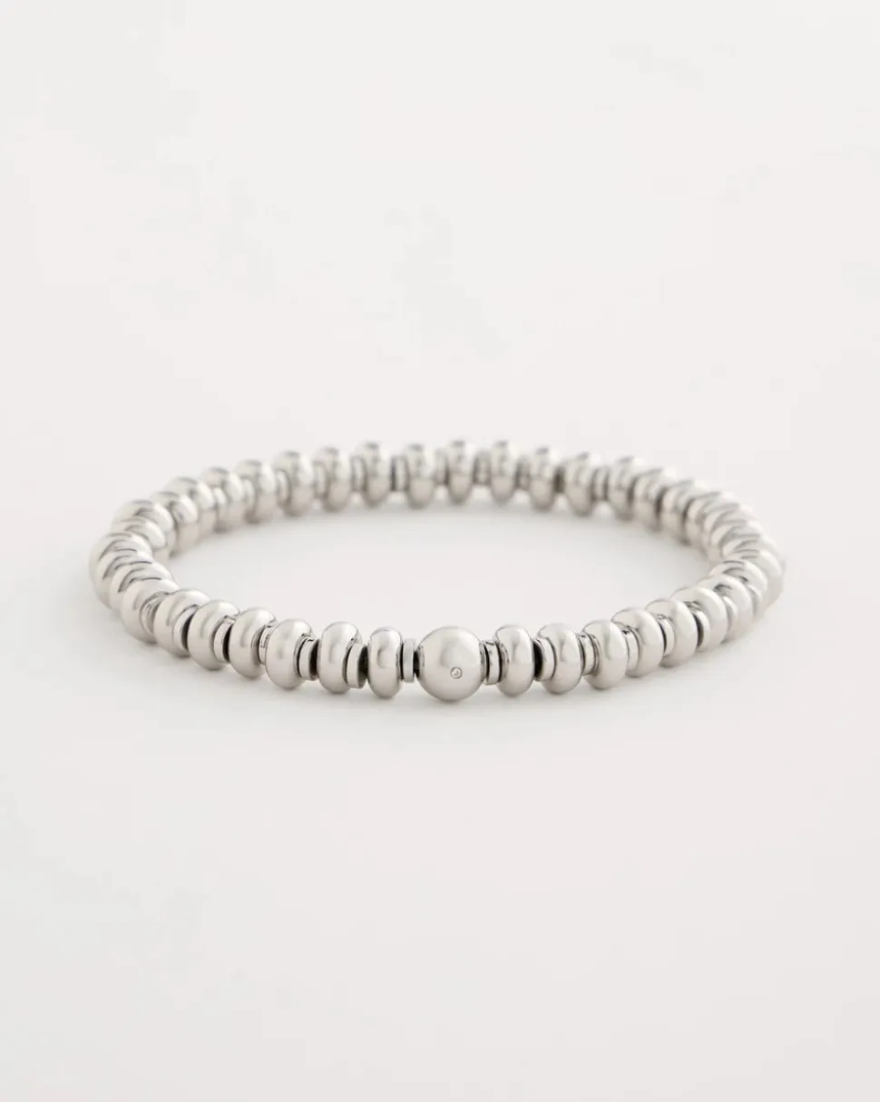 Silvertone Rounded Stretch Bracelet