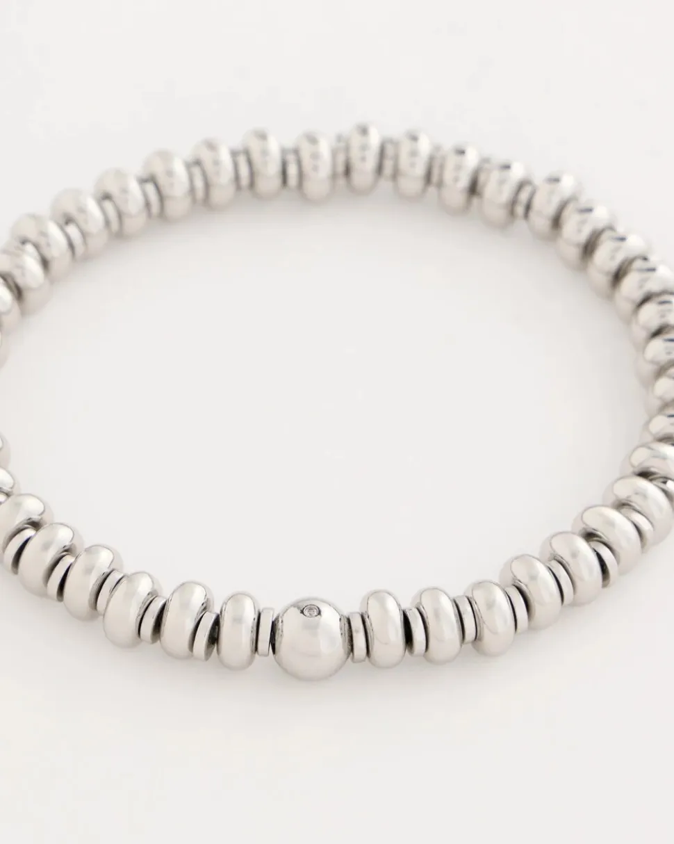 Silvertone Rounded Stretch Bracelet
