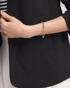 Silver-tone Small Bead Stretch Bracelet