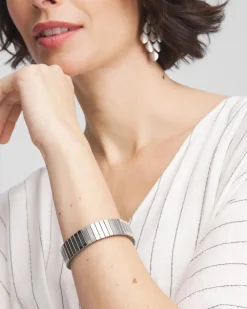 Silver Tone Stretch Watchband Bracelet