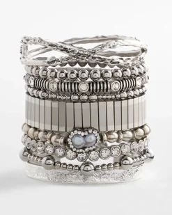 Silver Tone Stretch Watchband Bracelet