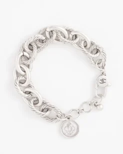 Silver-tone Textured Chain Bracelet