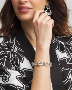 Silver-tone Textured Chain Bracelet