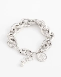 Silver-tone Textured Chain Bracelet