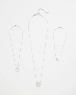 Silver Triple Pendant Necklace