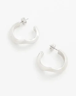 Silver Wavy Hoop Earrings